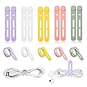 12Pcs Upgrade Silicone Cable Straps Cord Organizer, Reusable Cable Ties for Charging Cords Earphone Computer Wire Desk Cable Management Travel