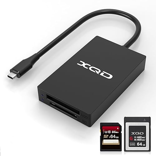 XQD Card Reader USB C XQD/SD Reader Dual Slot Memory Card Reader 5Gpbs Super Speed Support Sony G/M Series, Lexar 2933x/1400x USB Mark XQD Card,SD