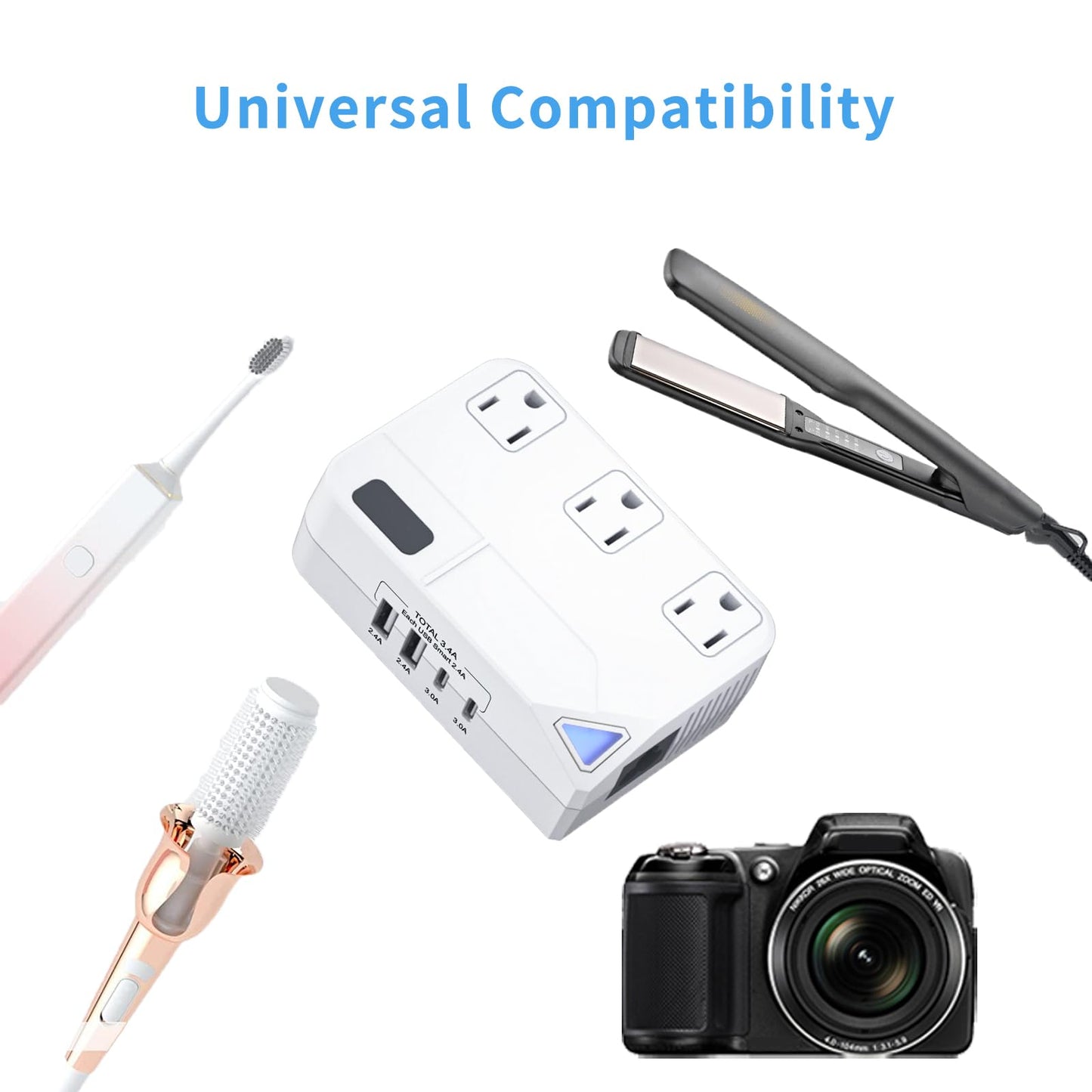 250W Conversion Plug, International Travel Converter with 2 USB and 2 USB-C Ports, lowering 220V to 110V for 100V-240V Areas and Different Countries…
