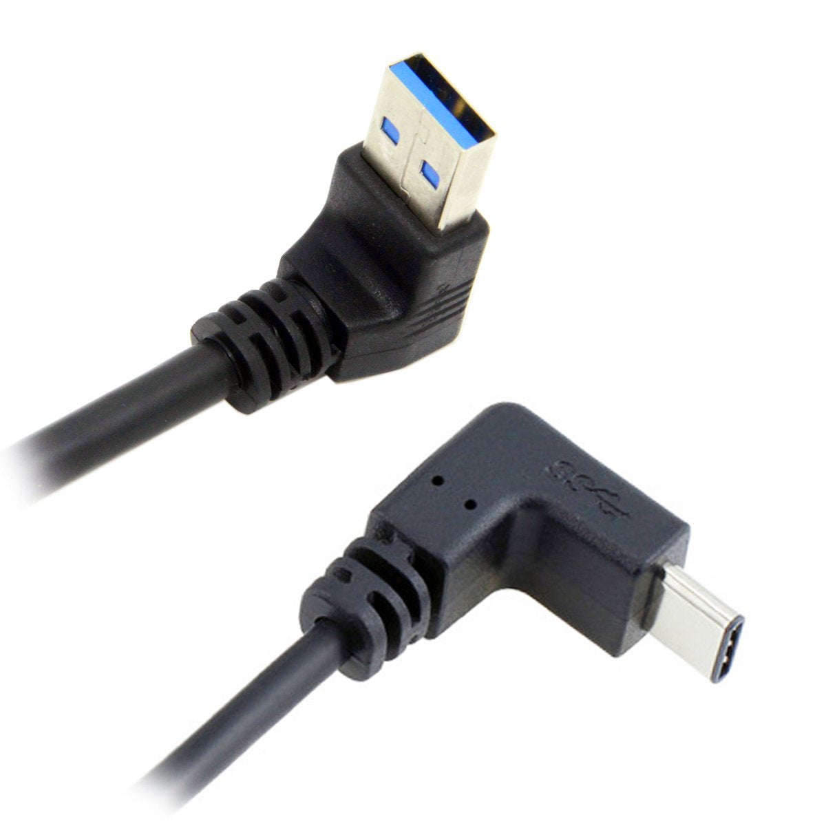 cablecc USB 3.1 USB-C Up Down Angled to 90 Degree Down Angled A Male Data Cable for Tablet Phone (100cm)