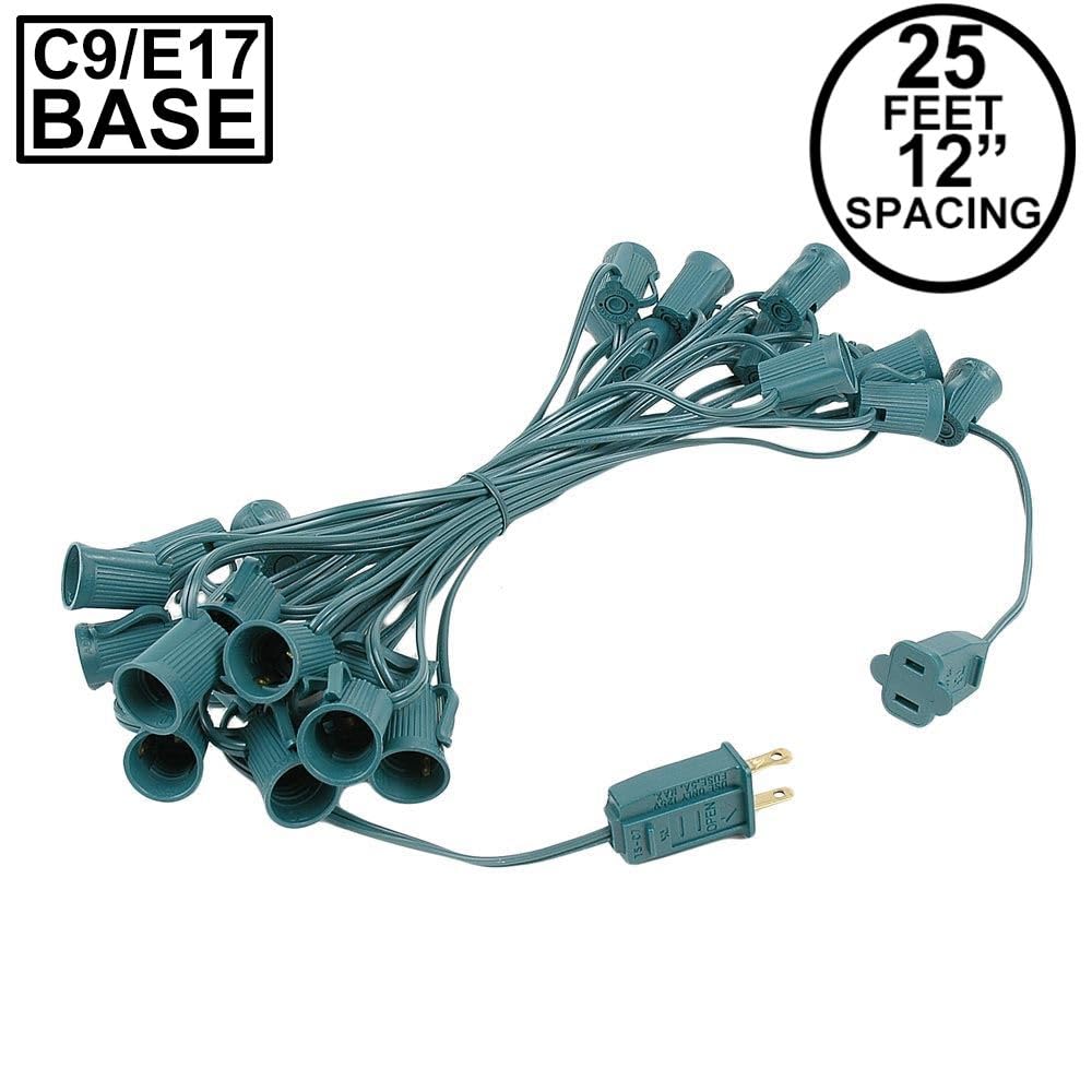 Novelty Lights 25 Foot String Light Set - Indoor/Outdoor Stringer Set for Christmas, Wedding Decor, Patios, & More - C9/E17 Intermediate Base (Green
