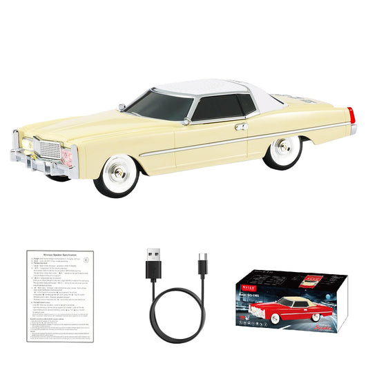 WSTER WS-1966 Retro Sedan Bluetooth Car Replica Speaker - HD Stereo, TWS, FM, USB/TF, LED Lights, Type-C - Portable Model Car Speaker with Mic