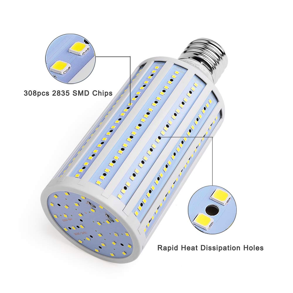 Auzer 60W LED Corn Light Bulb, Large Mogul E39 Base, 6000-Lumen, 6500K Daylight Cool White,LED Corn Bulb for Large Area Garage Factory Warehouse Barn