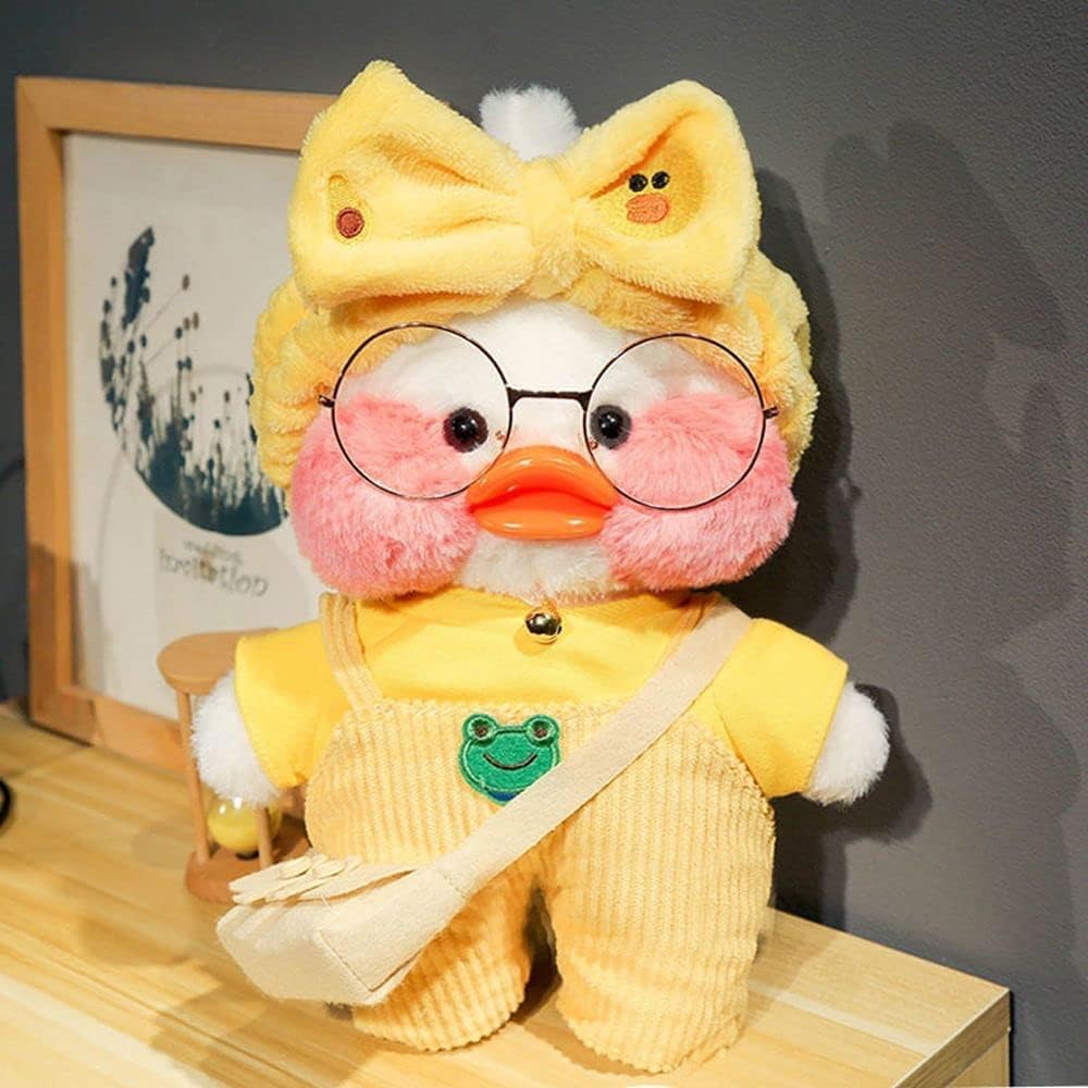 Cartoon Duck Clothes White Yellow Stuffed Duck Clothing for Plush Cotton Skirt Overalls Outfit Clothing Stuffed Animals Clothes Kawaii Plush