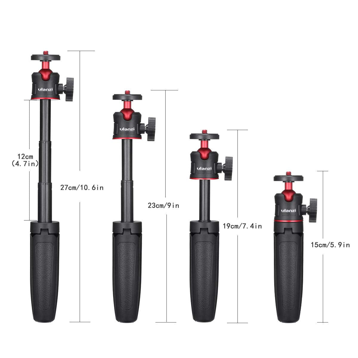 ULANZI MT-08 Extension Pole Tripod, Mini Selfie Stick Tripod Stand Handle Grip f Osmo Pocket3 Xtra Muse iPhone 17 11 Pro Max Smartphone Canon G7X Mark