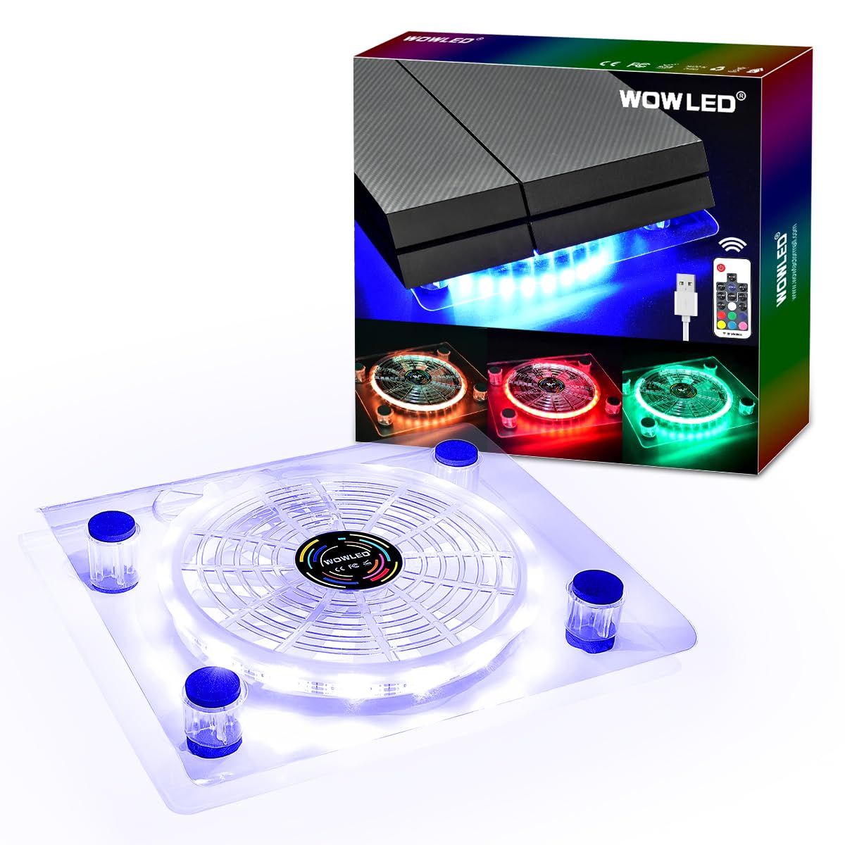 WFPOWER Wireless IR Remote Control 24 keys PS4 Cooling Fan RGB USB LED Cooler Thermal Fan Pad Stand for PC Case CPU Cooler Computer Gaming PS4