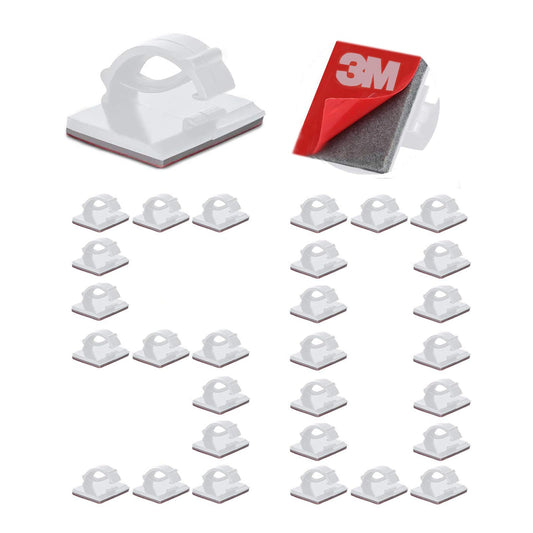 Cable Clips Self with 3M Adhesive Cord Organizer, Wire Holder Clamp Management Sticky for Desk Car Dash Cam Tables Wall, White 50pcs
