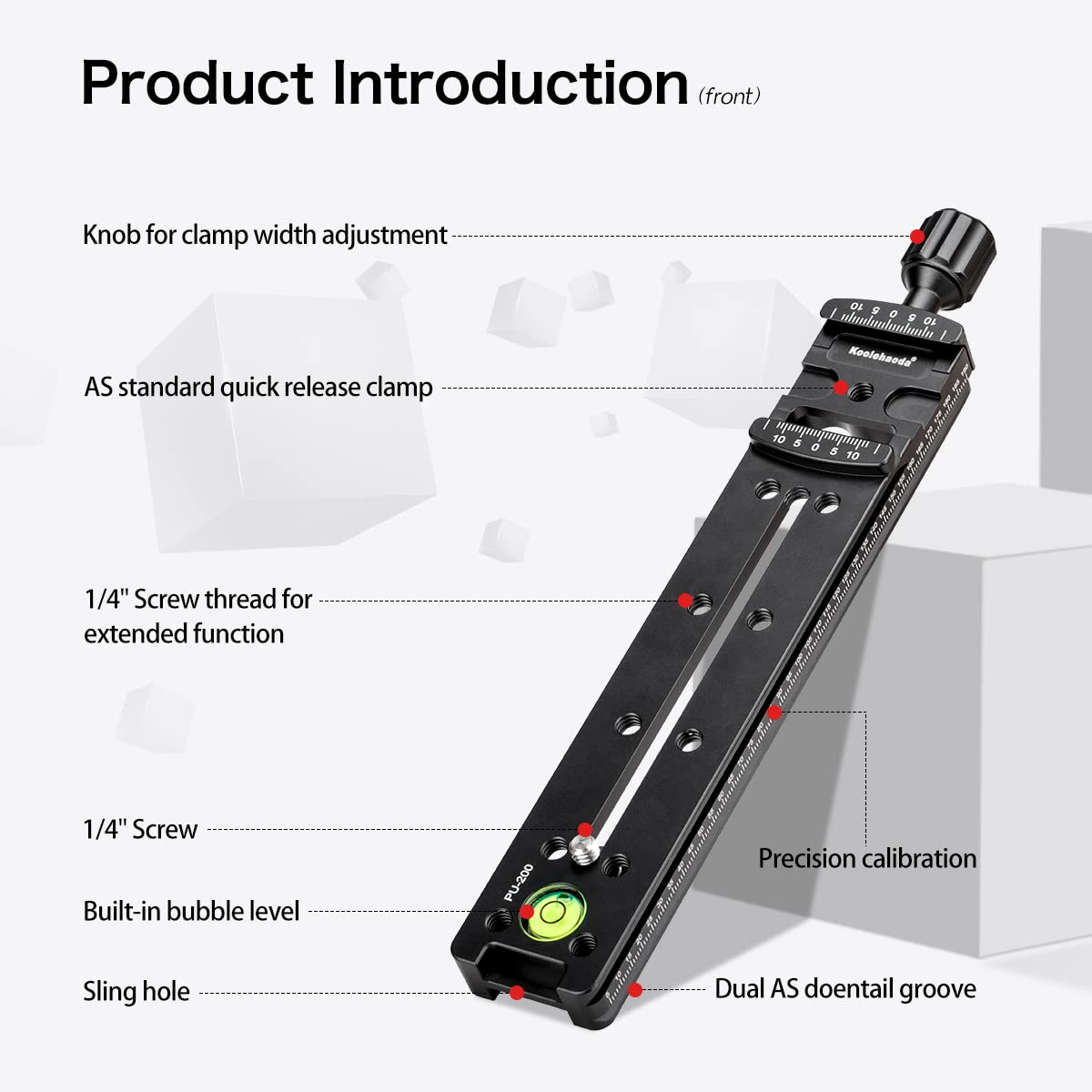 Koolehaoda 200mm Camera Rail Nodal Slide Metal Quick Release Plate Clamp Compatible with Arca Swiss for Camera