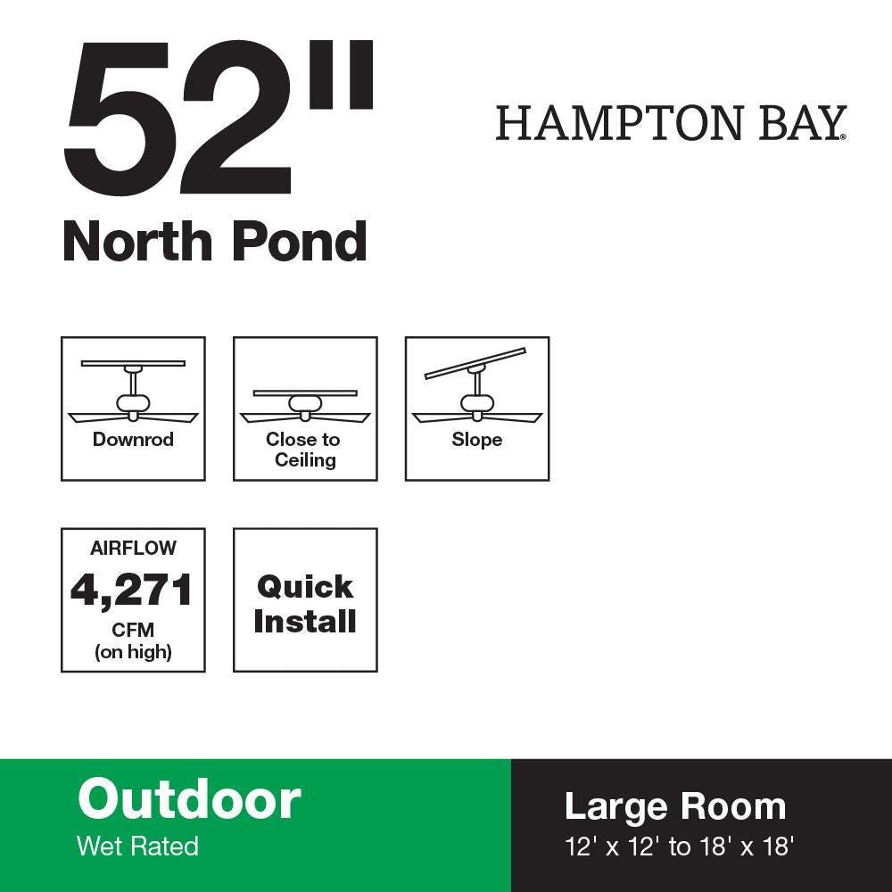 North Pond 52 in. Outdoor Polished Nickel Ceiling Fan