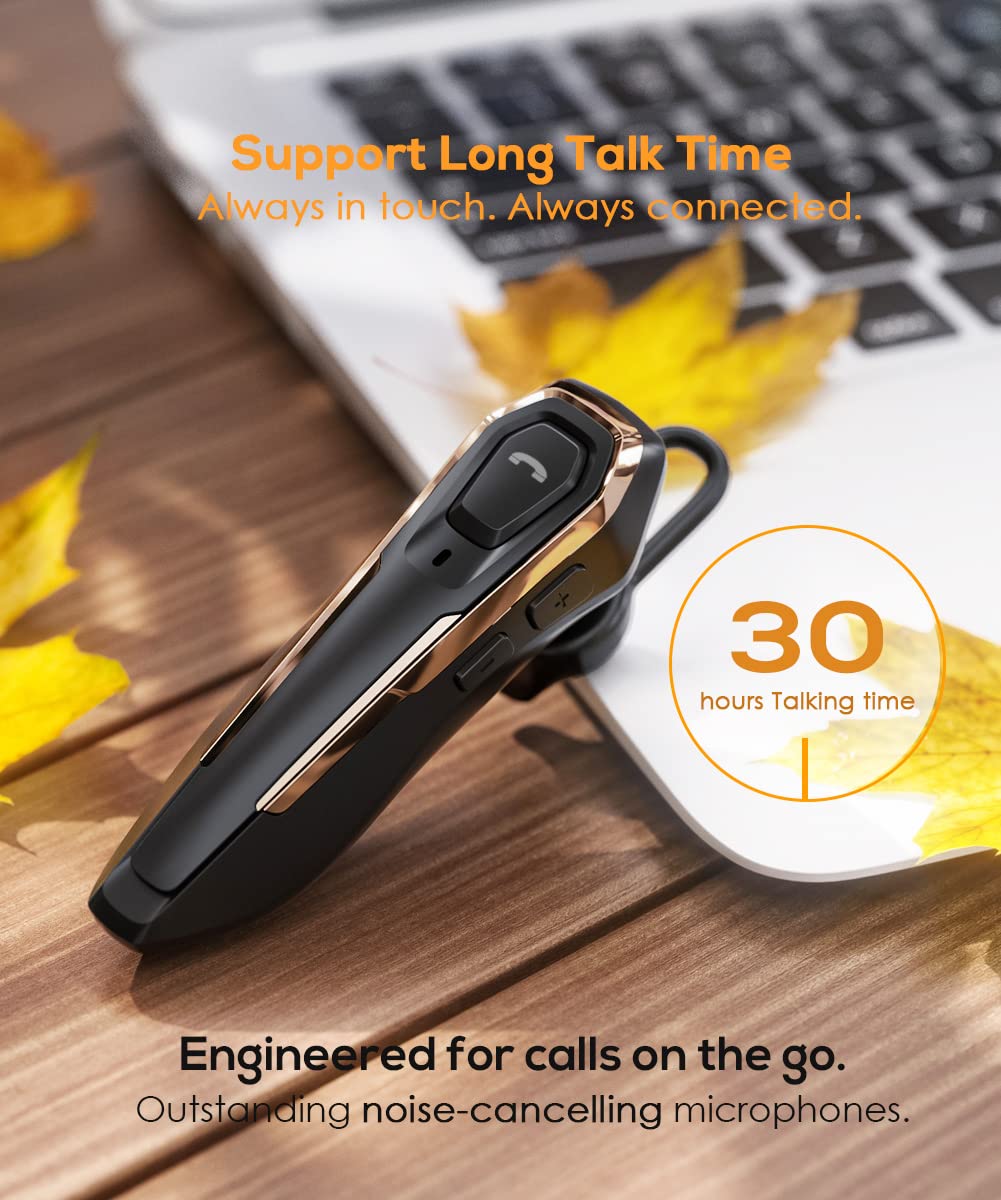 Micool Trucker Bluetooth Headset, Noise Cancelling Single Ear Headset, 30H Talking Time, Hands Free Bluetooth Earpiece for Cell Phones