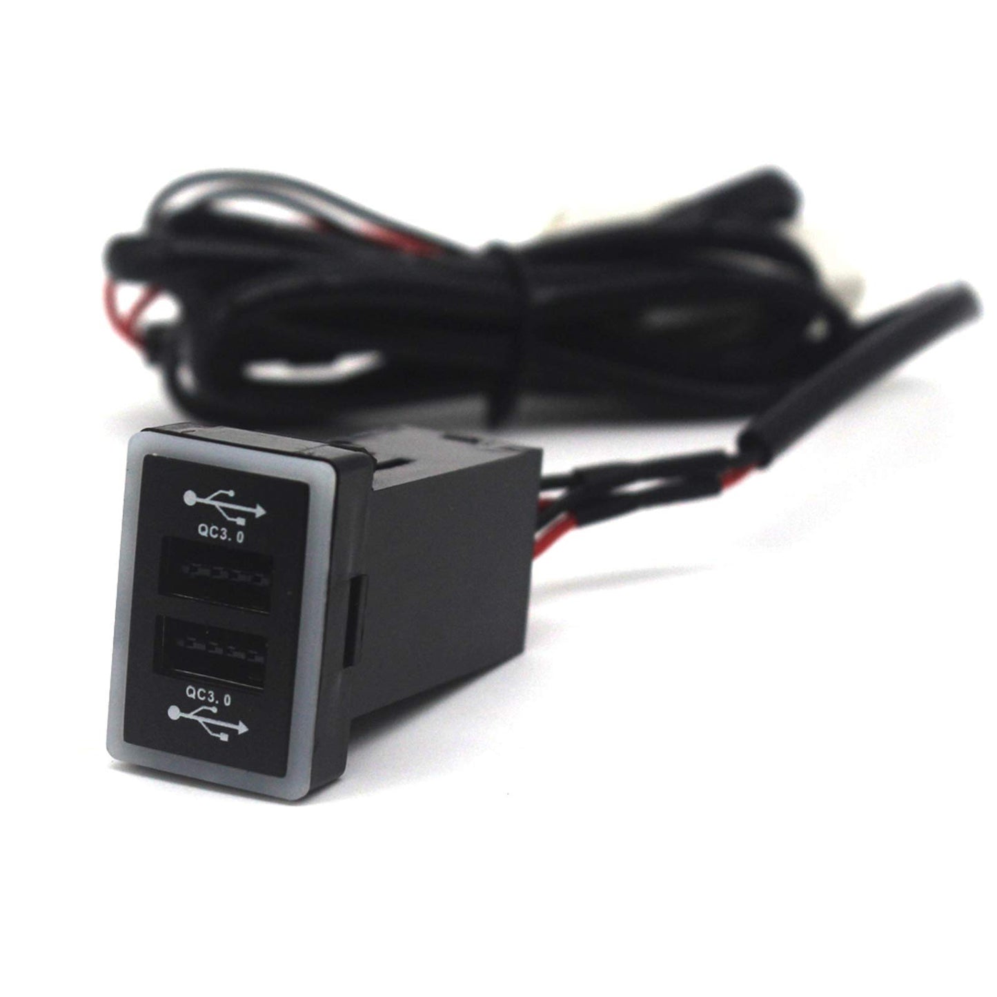 Disscool Dual USB Power Socket for Toyota QC3.0, Quick Charge Car Charger USB Adapter for Smartphone/iPad/PDA and More,Max 6.4A Output (32 * 20mm)