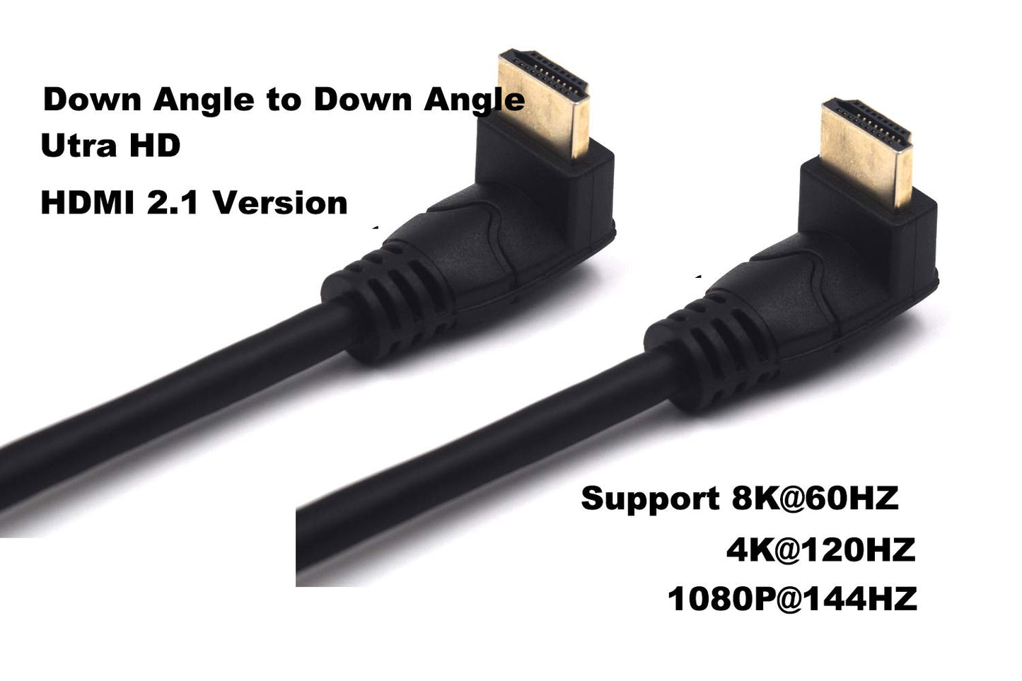 Kework 2 Feet 48Gbps HDMI 8K@60Hz Ultra HD Cable, Down Angle Male to Down Angle Male HDMI 2.1 High Speed Shield Cord for Xbox TV PS4 PS5 Switch