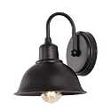 JONATHAN Y 8" Oil Rubbed Bronze Farmhouse Industrial 1-Light LED Vanity Wall Sconce for Bathroom Mirror Kitchen, Metal Shade, Dimmable Vintage