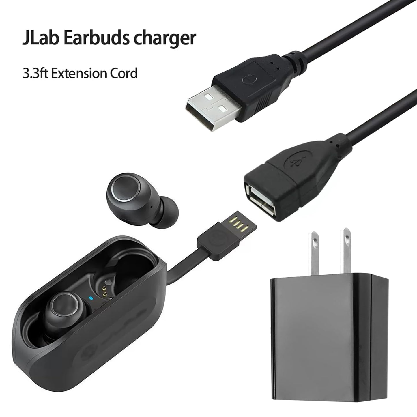 Charger Charging Cable fits for JLab Go Ai Pop/Sport, JLab Epic Air an/Sport ANC, JLab JBuds Air/Sport/Executive/ANC/Play Gaming/Pro Wireless…