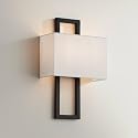 Possini Euro Design Modena Modern Art Deco Wall Sconce Lighting Black Hardwired 15 1/2" High Fixture Silvery Faux Silk Half Rectangular for Bedroom