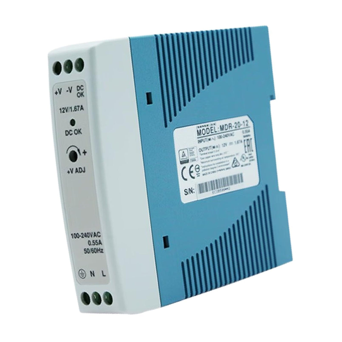 AC to DC Power Supply Enclosed LED Single Output 12 Volt 1.67 Amp 20 Watt