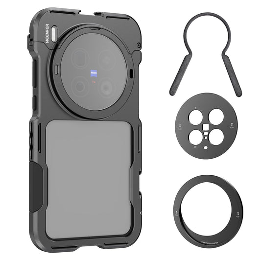 NEEWER X200 Ultra Phone Cage, Quick Release Video Rig Stabilizer for Vlogging Filming Recording with 67mm Filter Ring 17mm Lens Backplate Filter