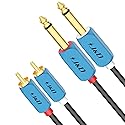 J&D Dual 1/4 inch TS to Dual RCA Stereo Audio Interconnect Cable, RCA to 1/4 Cable Heavy Duty Aluminum Alloy Shell Gold Plated Plug for Home Theater