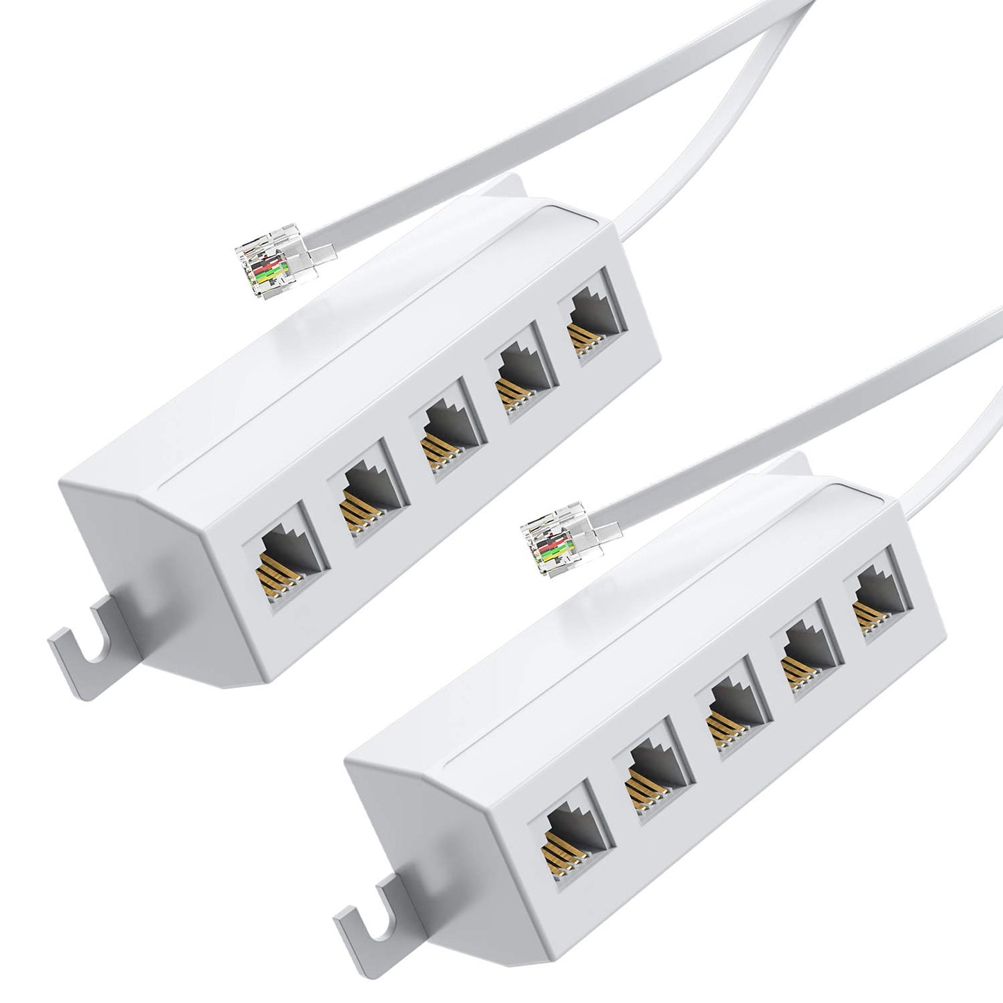 RFAdapter Phone Line Splitter Adapter 1 to 5, RJ11 6P4C Male to 5 Way 6P4C Female Socket Used for Connect Printer, Fax Machine and Multiple Landline