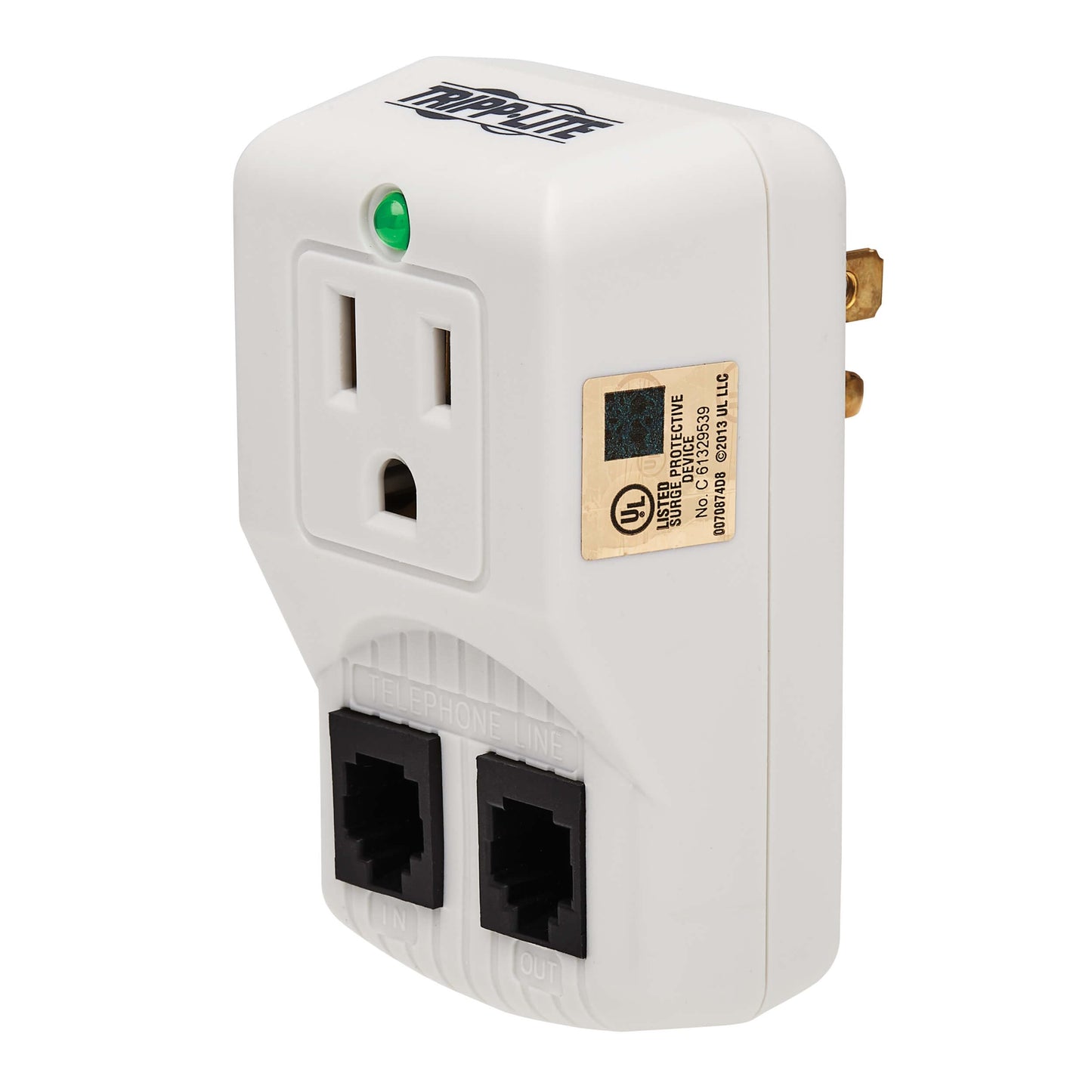 TRIPP LITE 1 Outlet Portable Surge Protector Power Strip, Direct Plug in, Tel/Modem Protection