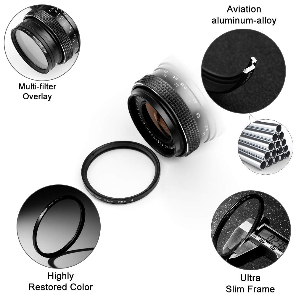 55mm Star Filter 3-Piece Set (4, 6, 8 Points) with Centre Pinch Lens Cap for Nikon, Sony, Olympus, Pentax, Tamron, Sigma & Other DSLR Cameras + 3-Slot