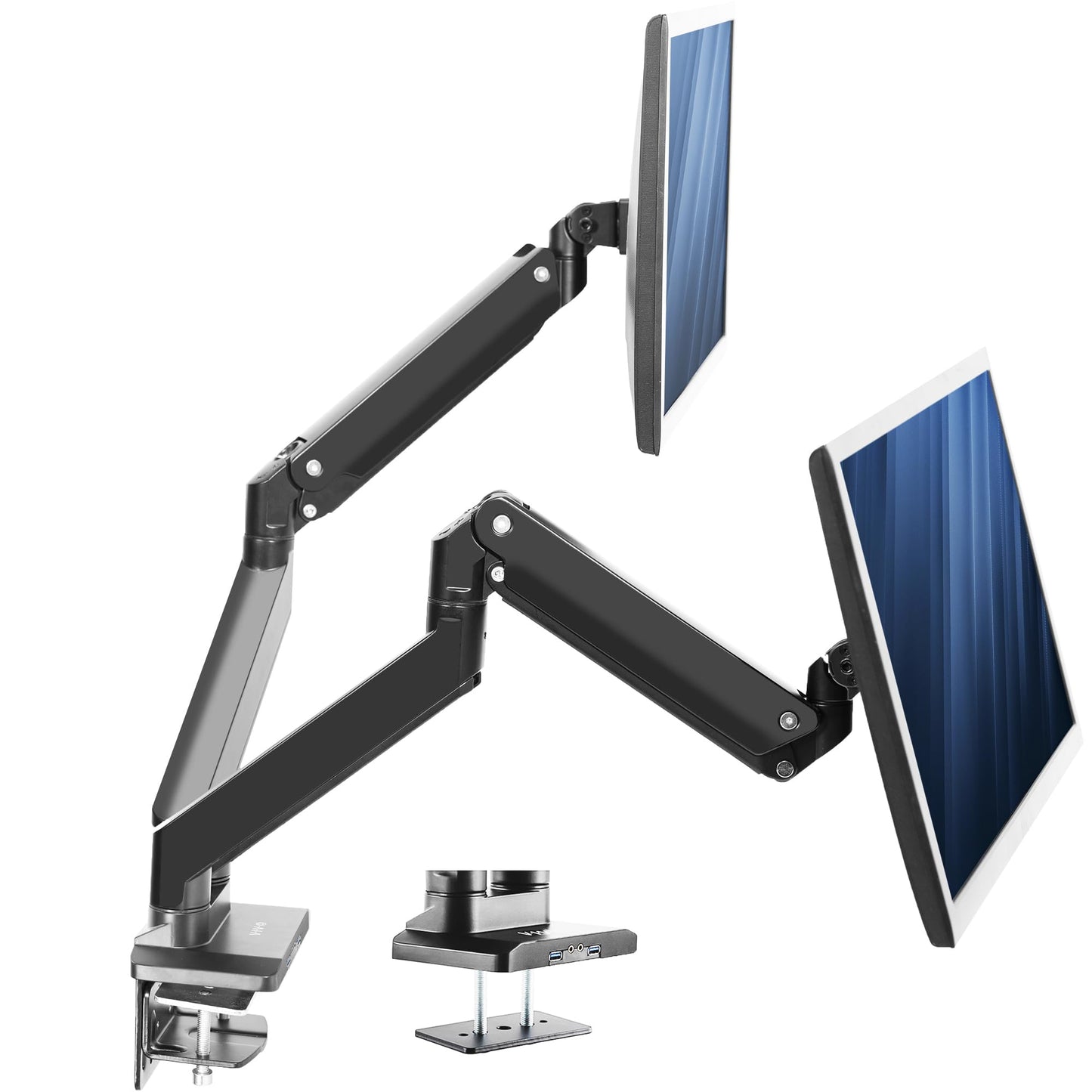 VIVO Premium Aluminum Heavy Duty Arms, Fits 2 Ultrawide Monitors up to 38 inches, Widescreen Dual Monitor Desk Mount with Instant Pneumatic Spring