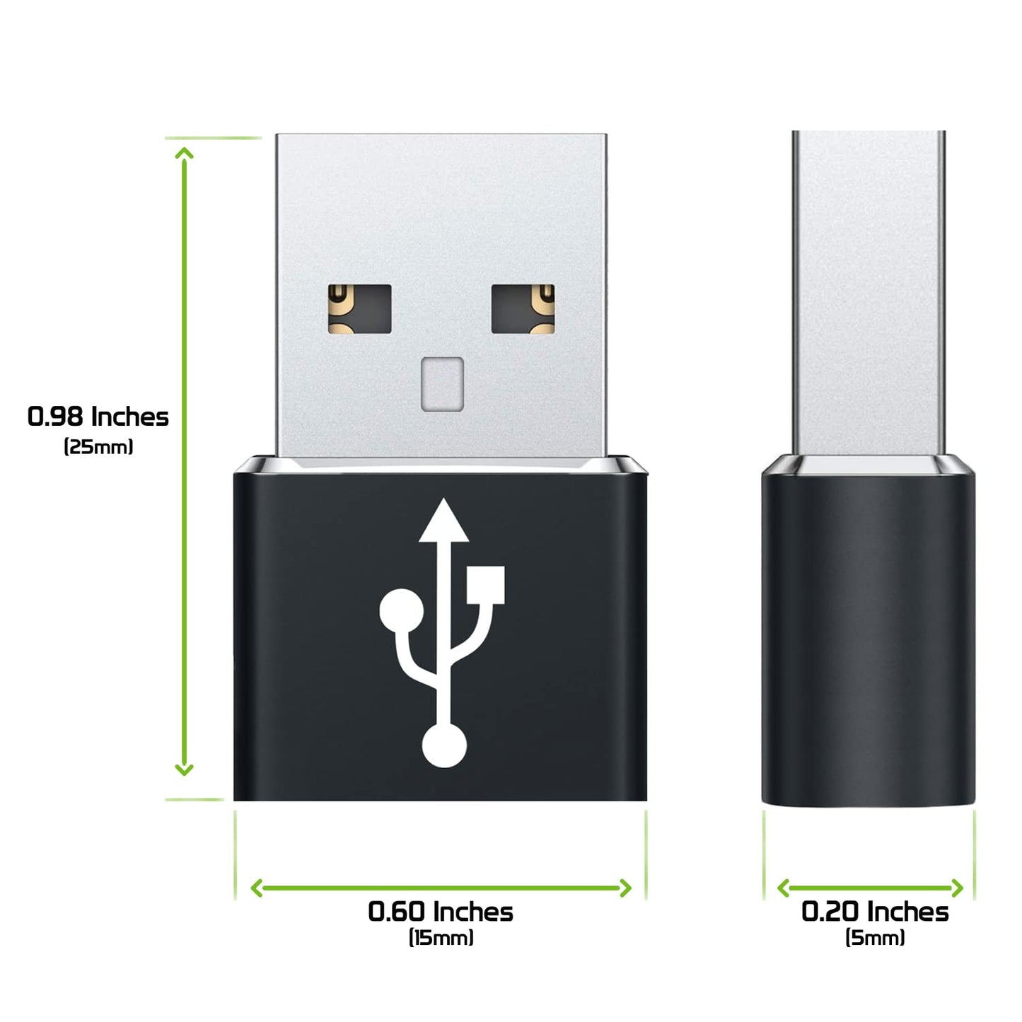 Cellet 4-Pack USB-C to USB-A Adapter, Convert Female USB-C to Male USB-A, Sync and Charge