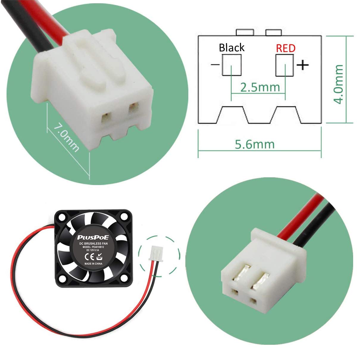 2-Pack 40mm x 10mm DC 12V Brushless Cooling Fan, 4010 Smart Fan for Computer case 3D Printer Humidifier and Other Small Appliances Series Repair