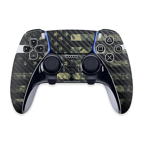 MightySkins Carbon Fiber Skin Compatible with PS5 DualSense Edge Controller - American Camo Protective, Durable Textured Carbon Fiber Finish Easy