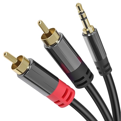 Cyberguys! 3.5mm to RCA Audio Cable, Aux to RCA Cable with Gold-Plated Connectors, Durable PVC Jacket - Aux Adapter for Phone, Laptop, Mixer, Speaker
