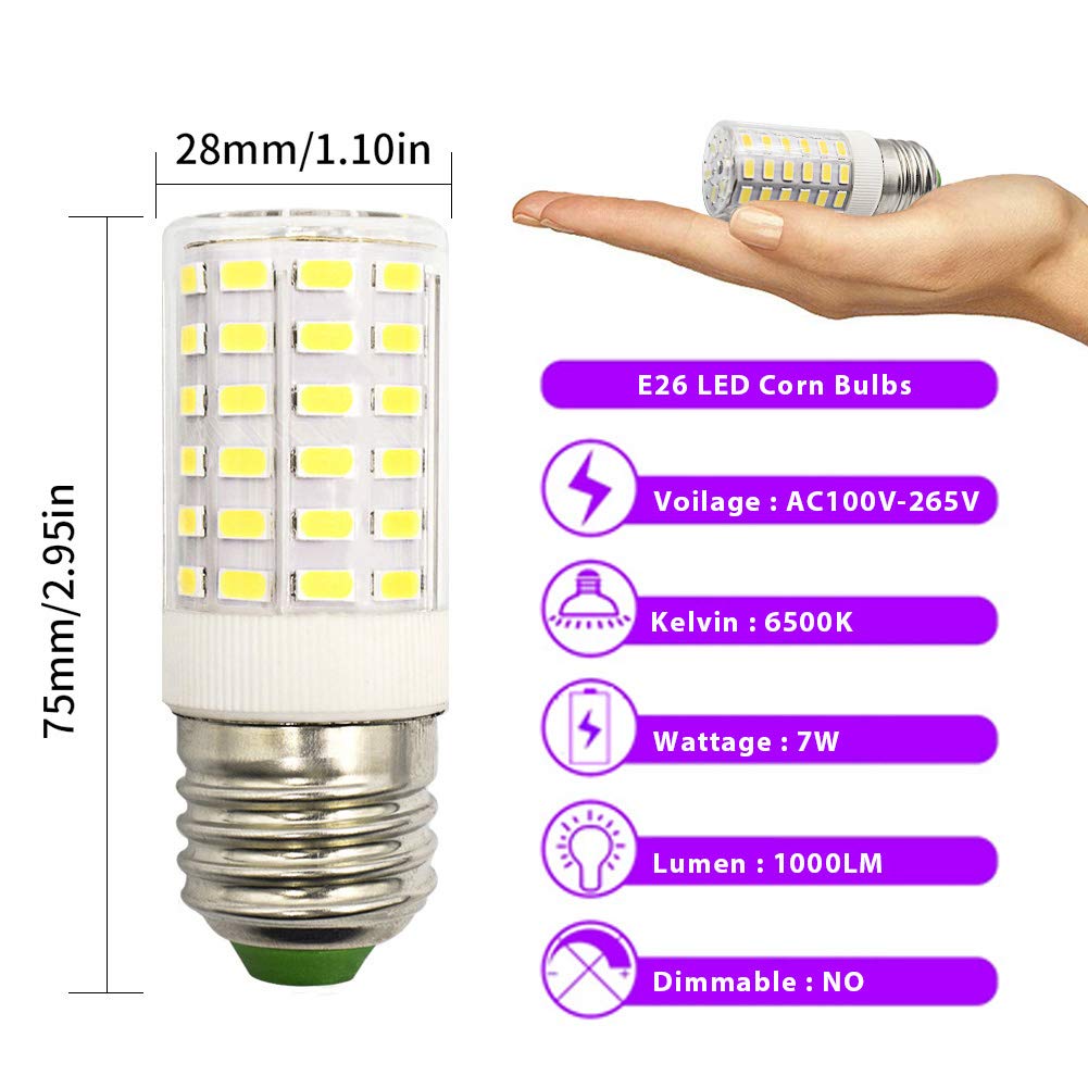 Haidecnc Refrigerator Light Bulb 7W LED E26 Equivalent 100W A15 Fridge Freezer Appliance Home Lighting E26 Edison Halogen, Cool White 6500K 100V-265V