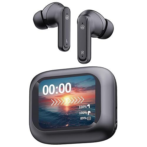 UMEGET LCD Full Screen Touching Earbuds Wireless 5.4 Bluetooth Headphone Screen Touching Earphones Calling ENC Active Noise Cancelling,in Ear Screen…