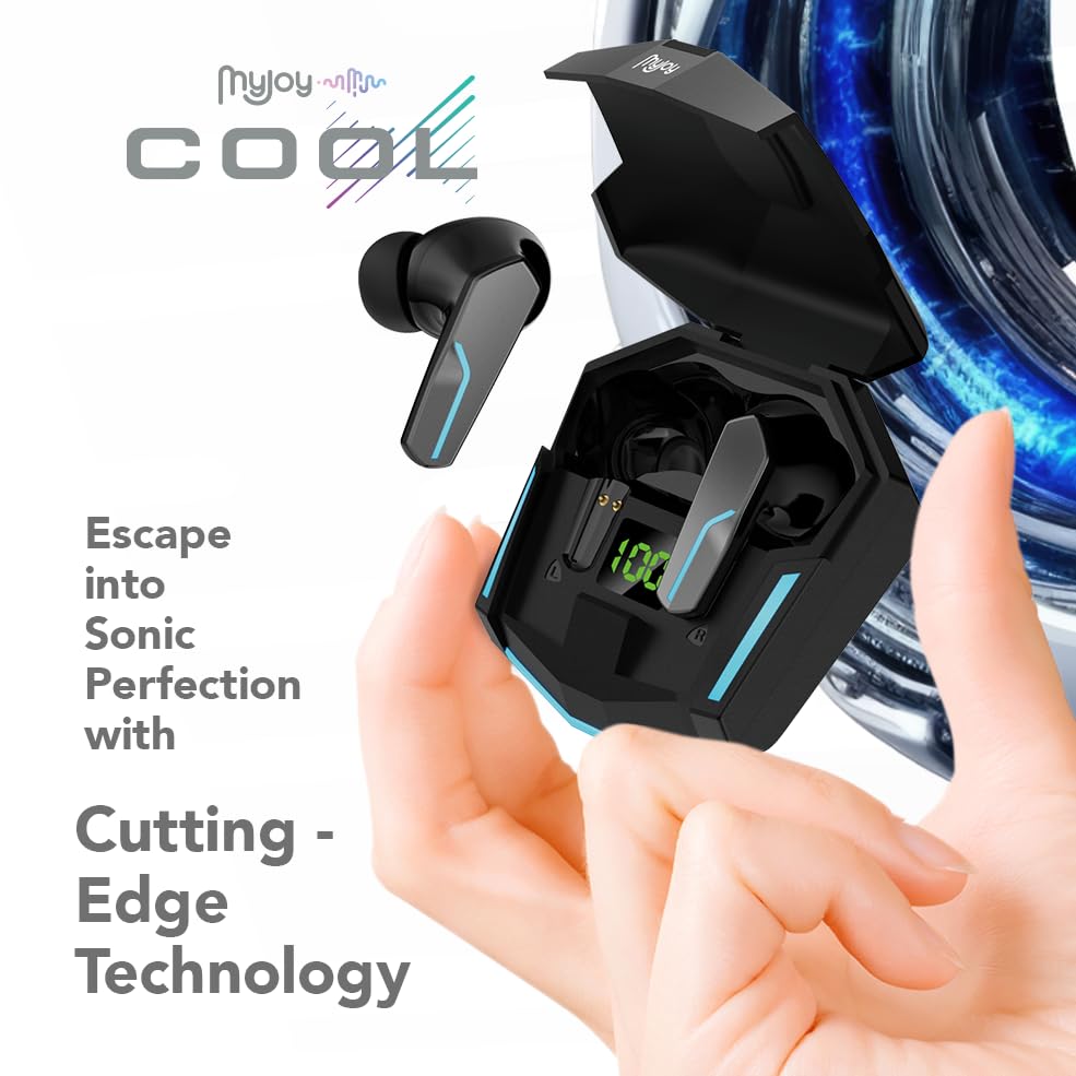 MyJoy Cool Wireless Earbuds, Wireless Gaming Earbuds, Bluetooth Gaming, Noise Cancelling Ear Buds, Noise Cancelling Earphones for Gamers, Black