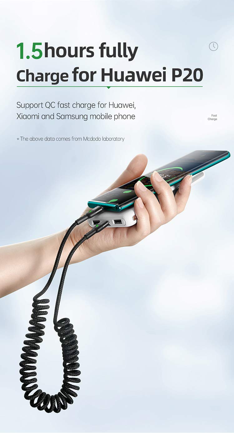 mcdodo [Type C to C] Anti Winding Cable, PD Fast Charging Retractable Data 60W Cable Nylon Braided LED Compatible with Samsung S10,S9,S8+,Google,New