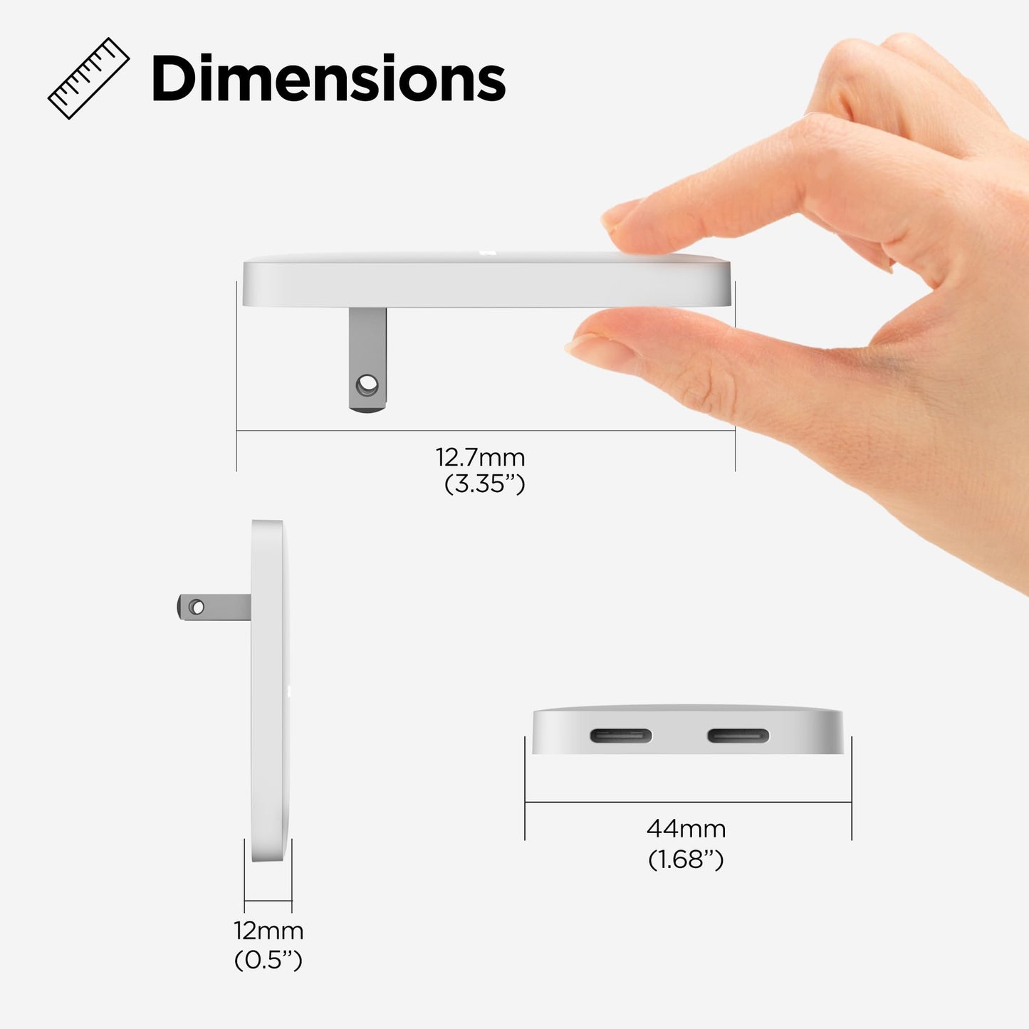 Flat 2-Port USB C Wall Charger, Ultra Slim Dual Power Adapter with Type-C Cable (20W) Fast Charging for iPhone 15, iPhone 16 Pro Max/Samsung Galaxy