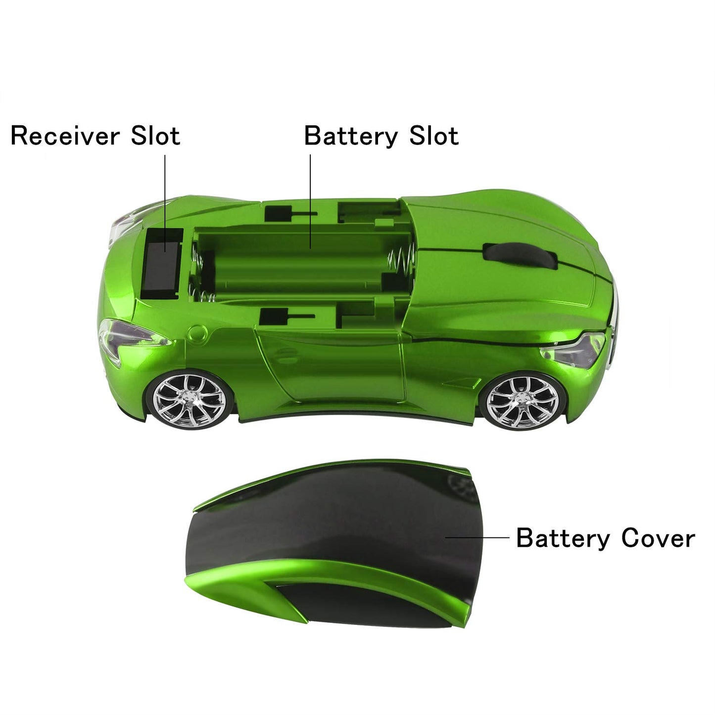 elec Space Cool Sport Car Shape 2.4GHz Wireless Mouse Optical Cordless Mice with USB Receiver for PC Laptop Computer 1600DPI 3 Buttons