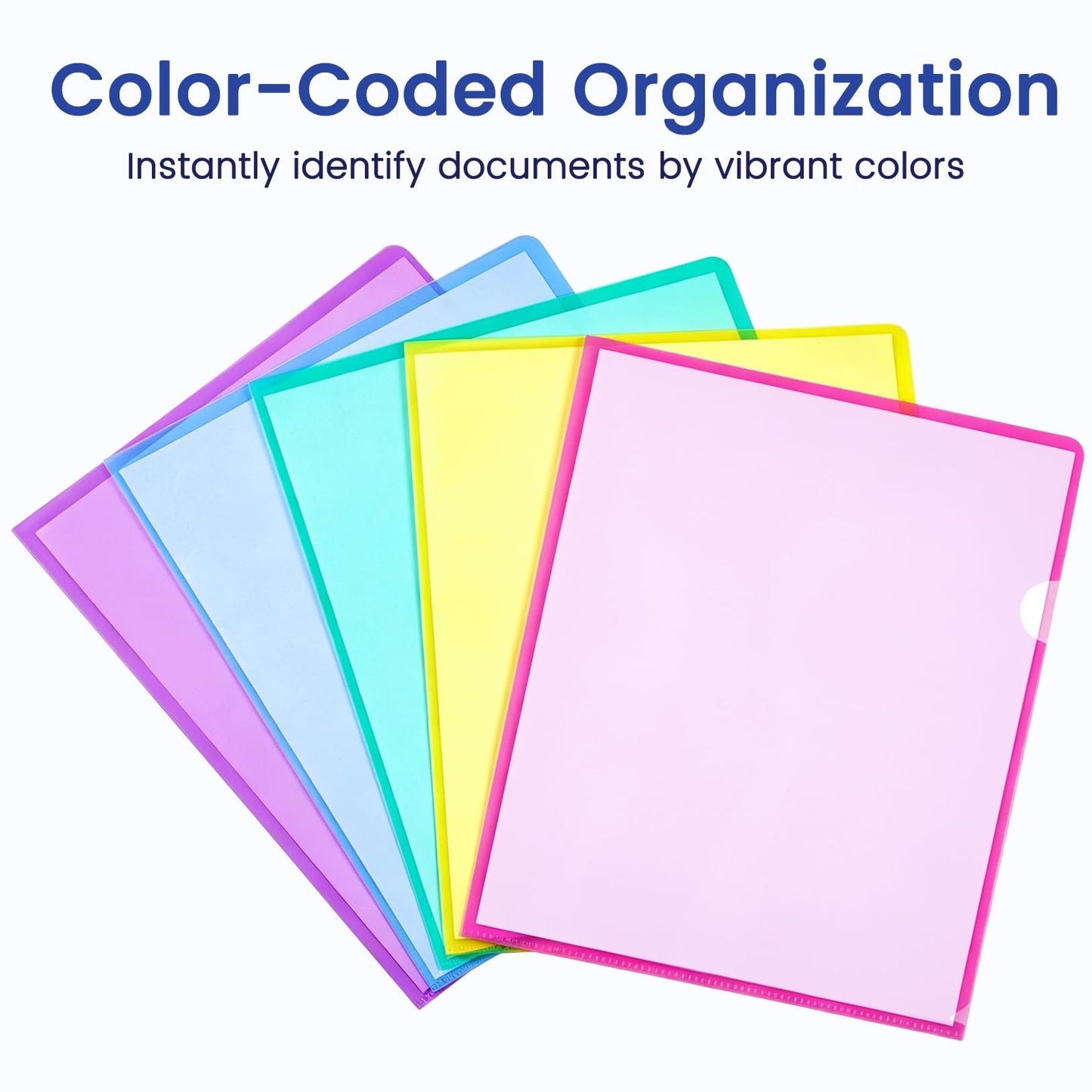 Sooez 25 Pack Clear Document Folder Project Pockets, Clear Plastic Folders