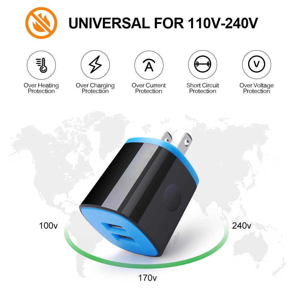 Android Phone Wall Charger Micro USB Cable, Charger Head Charge Block with 6ft Fast Charging Cord Compatible for Samsung Galaxy S7 S6 Active J3 S5 S2