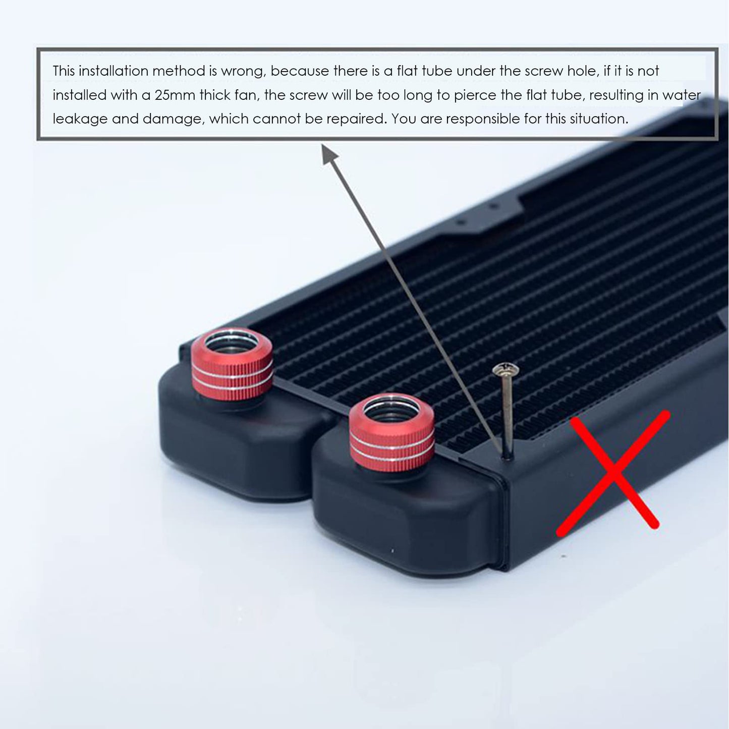 ASHATA Copper Radiator, 240mm Water Cooling Radiator with G1/4 Thread, 14 Pipes Water Cooling Cooler for PC Computer CPU Heat Sink, TSRP-TW240