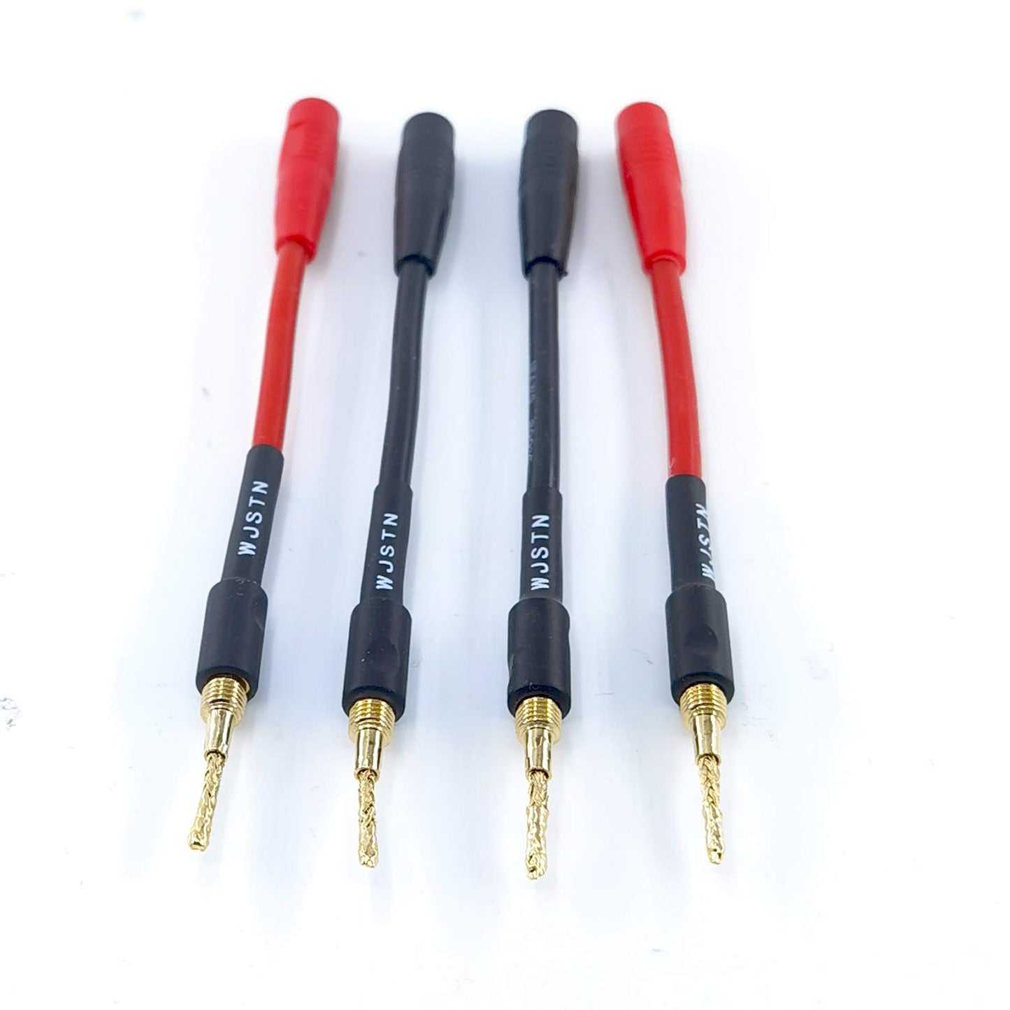 WJSTN-018 Braided Wire Speaker Banana Plugs to 4mm Female Banana Jack Converter, Soft Whip Banana Plug Adapter Cable,4- Packs