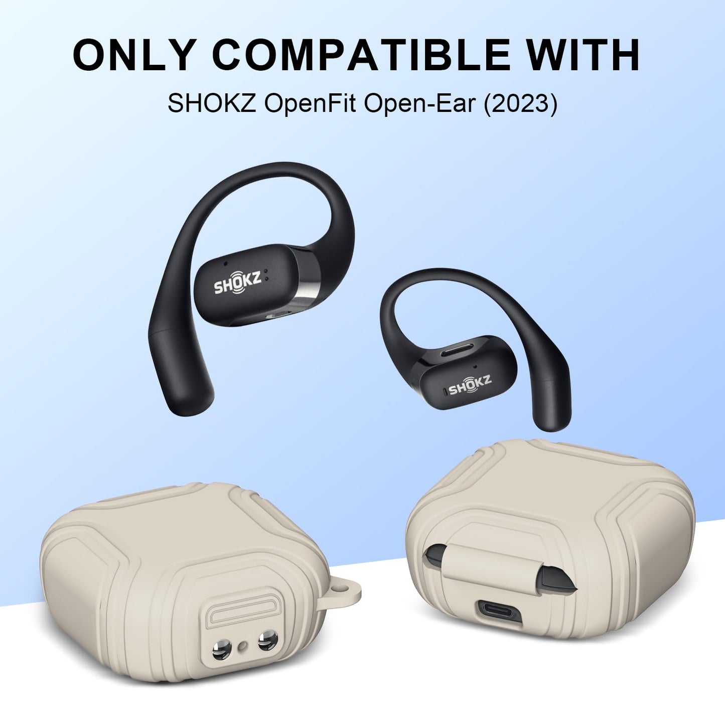 [Secure Lock] Silicone Case for SHOKZ OpenFit Open-Ear True Wireless Bluetooth Headphones Full Body Anti-Scratch Shockproof Protective Cover for SHOKZ