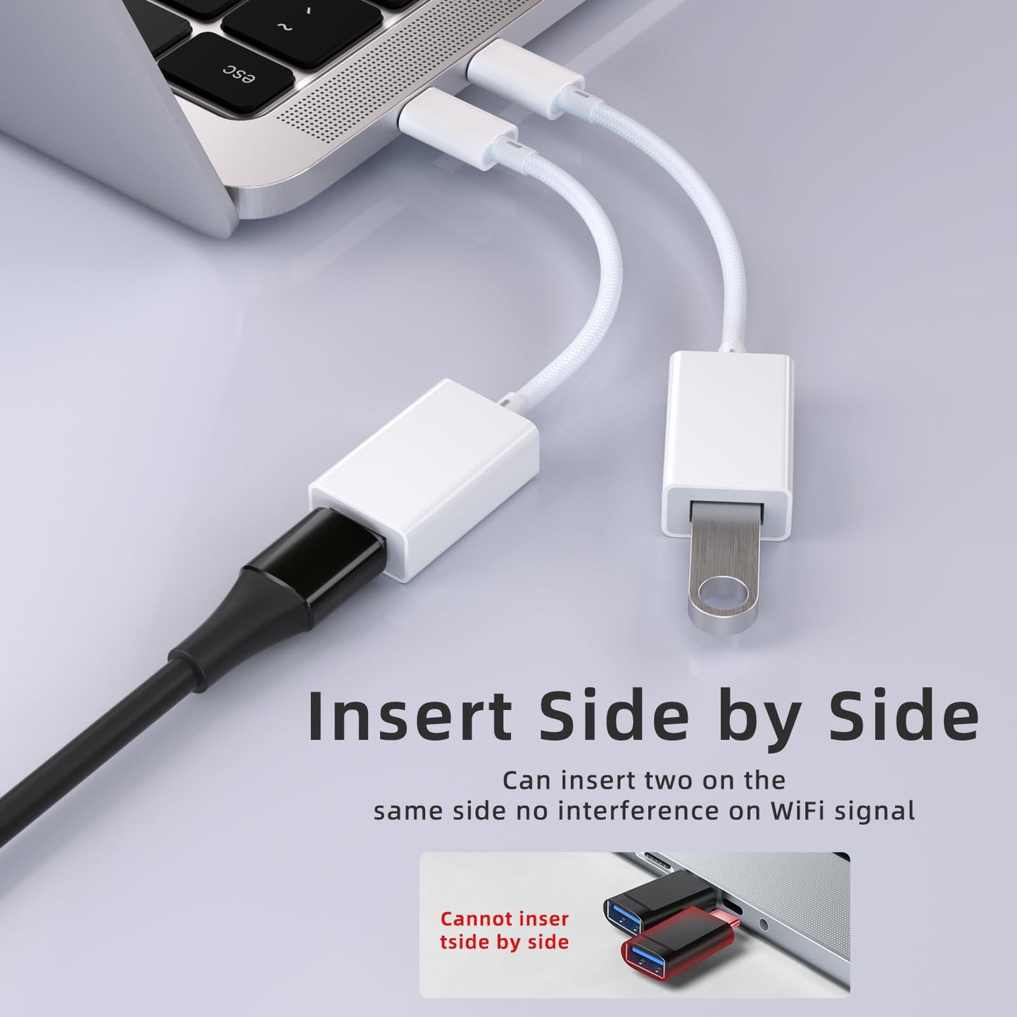 USB C to USB 3.0 Adapter [2 Pack], USB C Male to USB Female OTG Cable Thunderbolt3 to USB Adapter Compatible with MacBook Pro/Air, iPhone 17 Pro…