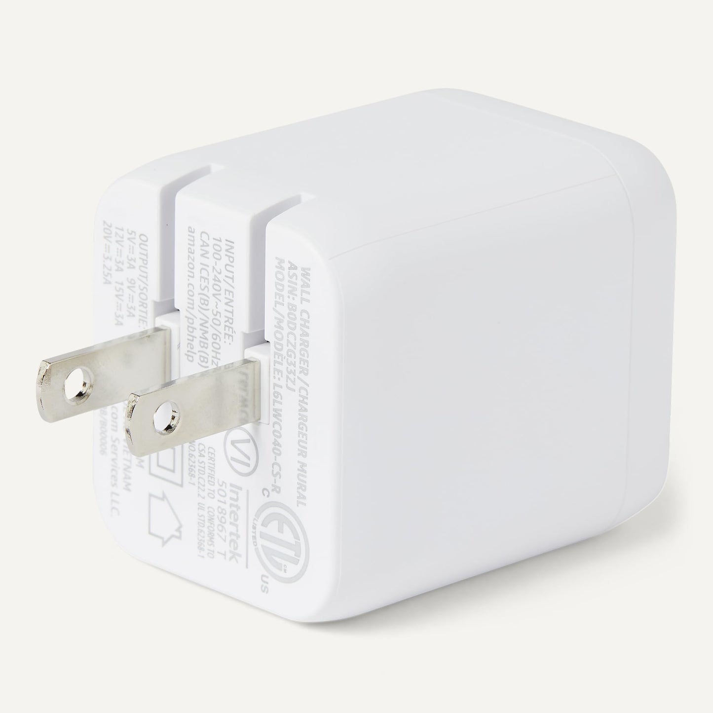 Amazon Basics 65W Fast Charging USB-C Nano GaN Wall Charger, 1-Port PD 3.1 for Laptops, Tablets, Phones, White