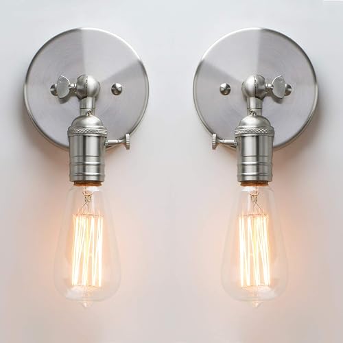 PERMO Vintage Single Sconce Light with On/Off Switch Wall Sconces Set of 2 Brushed sconces wall Lighting