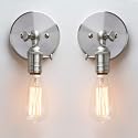 PERMO Vintage Single Sconce Light with On/Off Switch Wall Sconces Set of 2 Brushed sconces wall Lighting