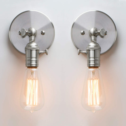 PERMO Vintage Single Sconce Light with On/Off Switch Wall Sconces Set of 2 Brushed sconces wall Lighting