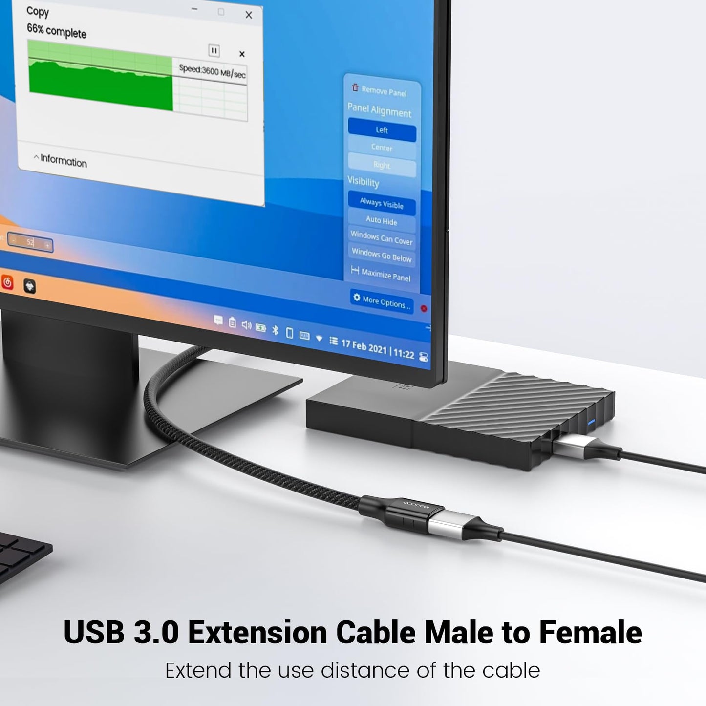 MOGOOD USB 3.0 Extension Cable 1M, USB A Male to A Female Extender, Supports 5Gbps High Speed Data Transfer, Various Lengths USB Extender Cord
