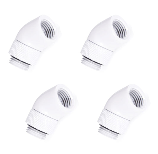 Alphacool Eiszapfen G1/4" Male to Female Extender, 45 Degree Rotary, White, 4-Pack