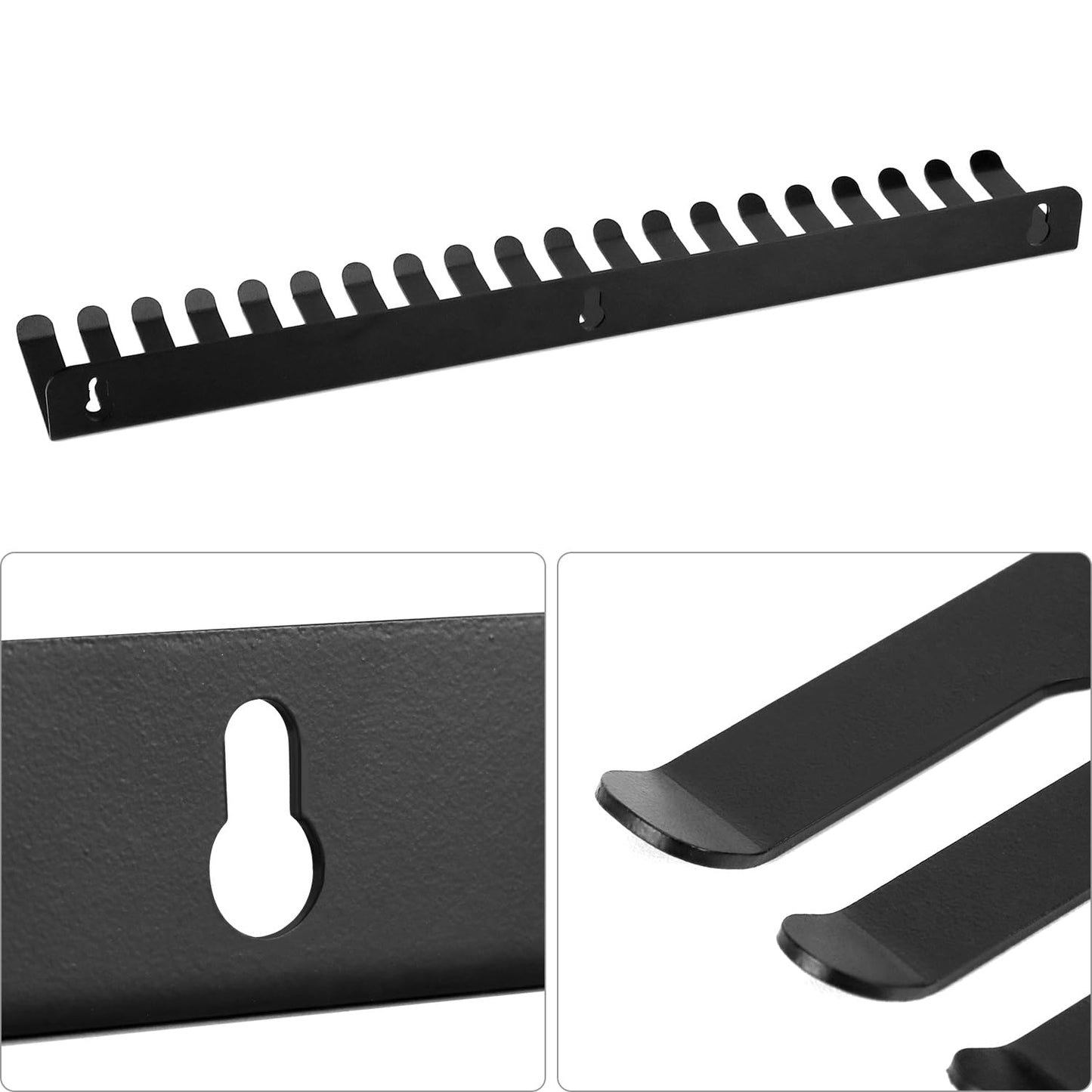 QWORK Cable Hanger Organizer for Efficient Cable Management - 19 Slots Each, 2-Pack, Wall Shelf Mount, Black - Ideal for Home and Office, Supports