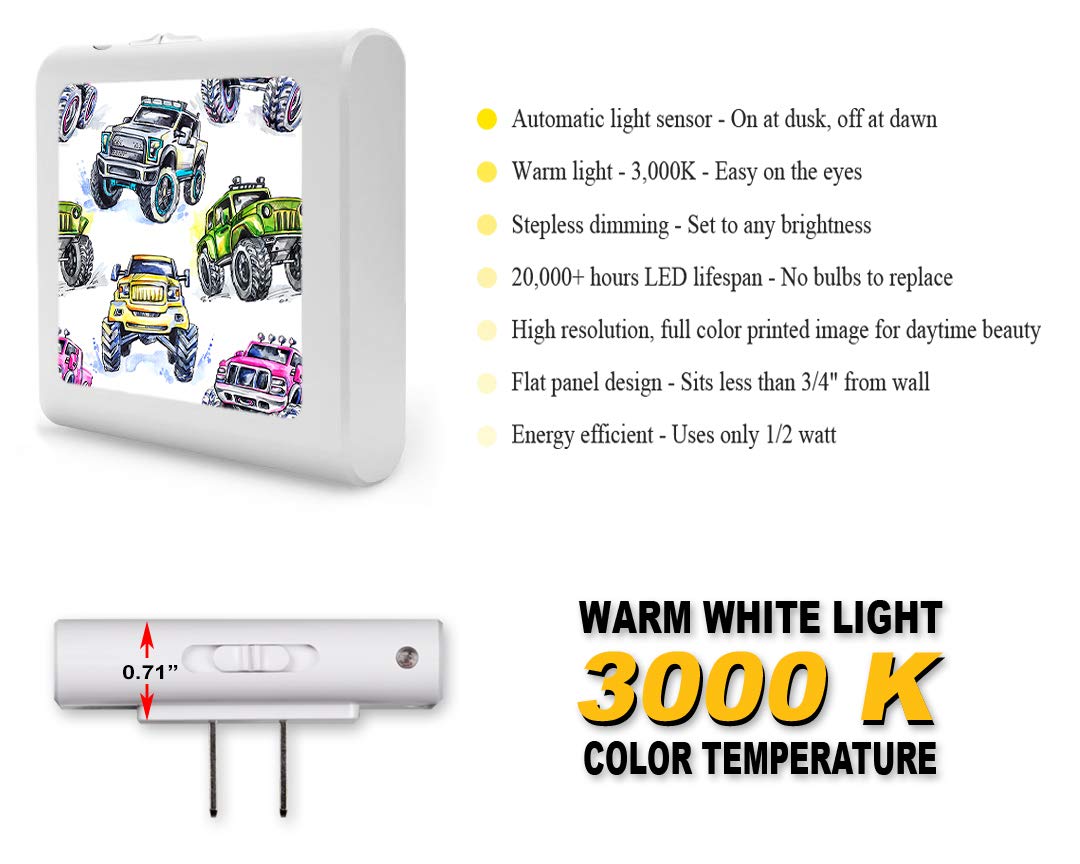 Plug in Dimmable LED Night Light with Dusk to Dawn Auto Sensor, Adjustable Brightness, Warm Light, Auto On-Off Nightlight for Bathroom, Hallway